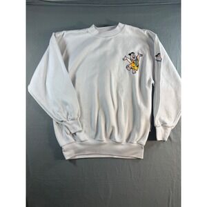Vintage Studio Flintstones Fred Flintstone Embroidered White Sweatshirt Mens L